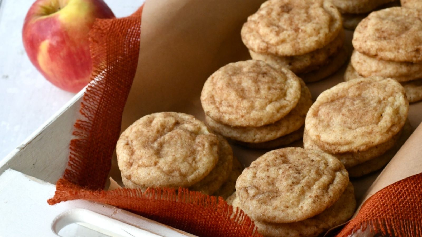 Apple cider cookies in a box.