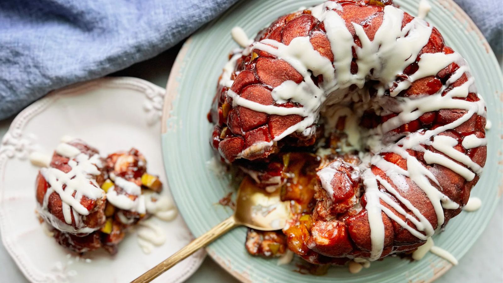 Apple monkey bread on a plate.