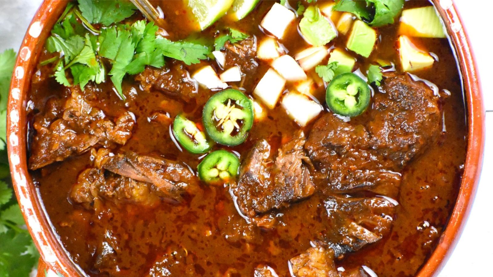 Beef stew in a bowl.