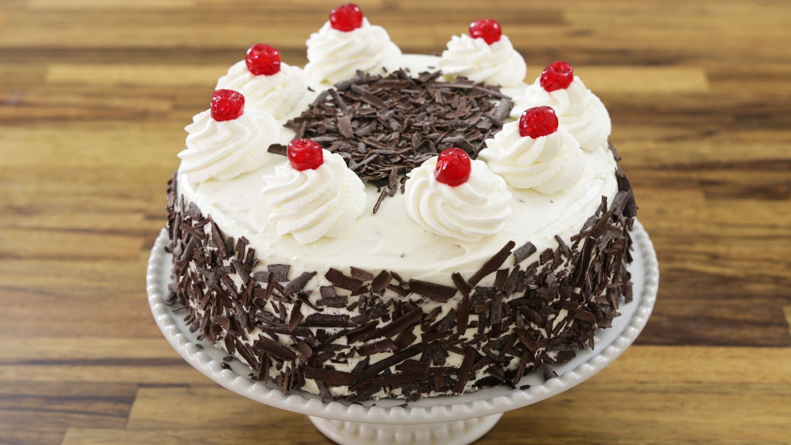 A whole black forest cake.