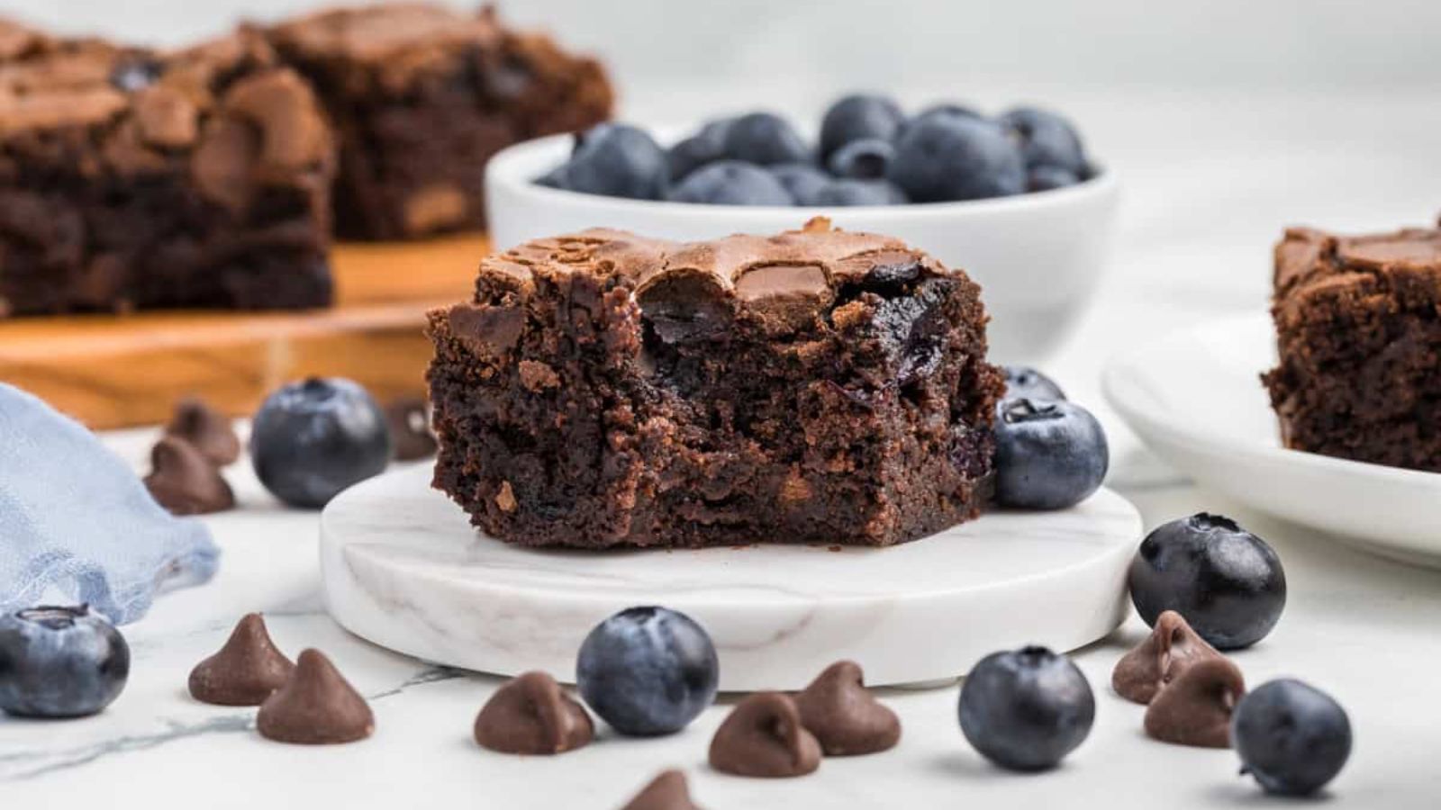 Brownies with blueberries.