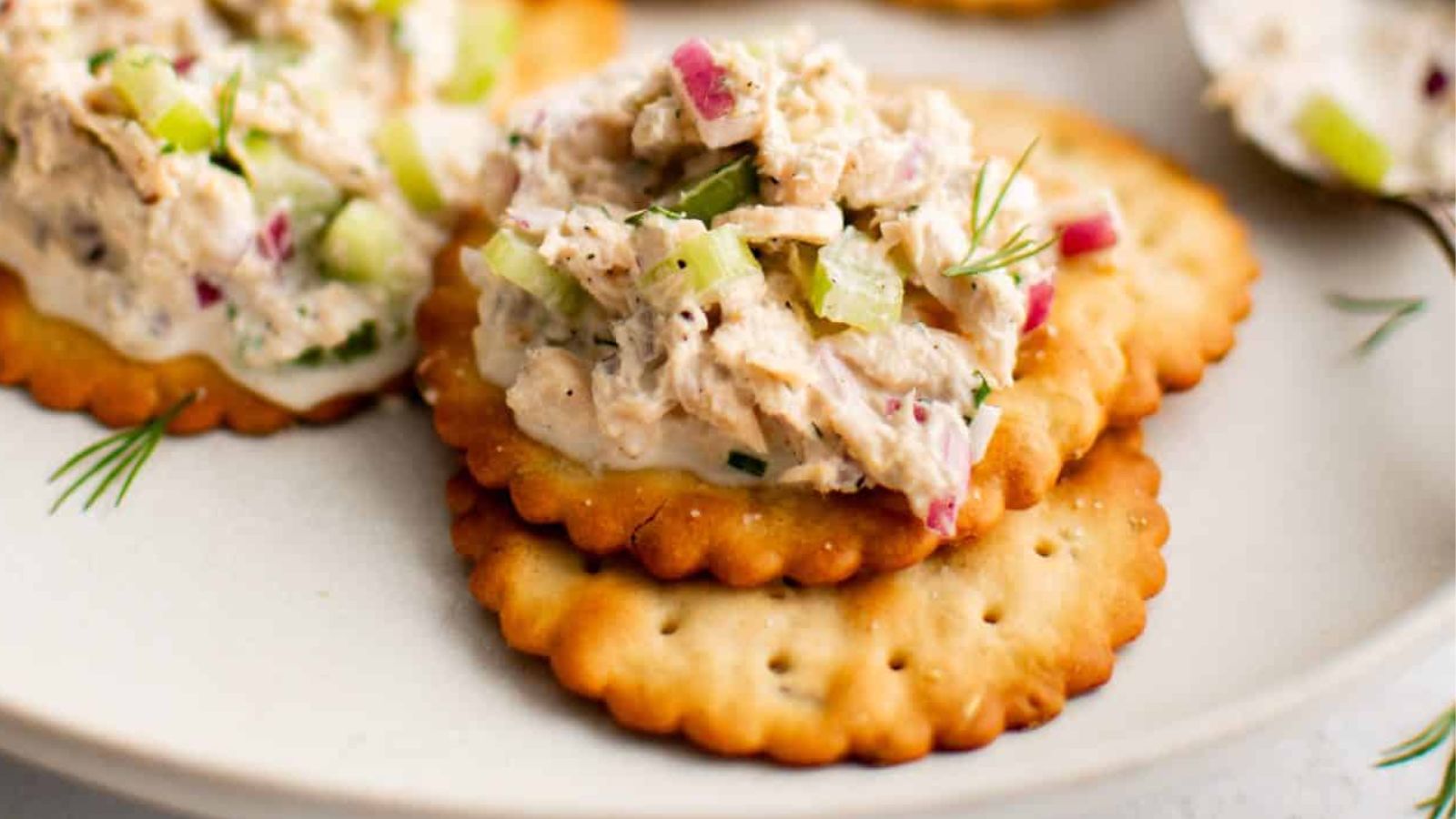 Biscuits with salmon salad.