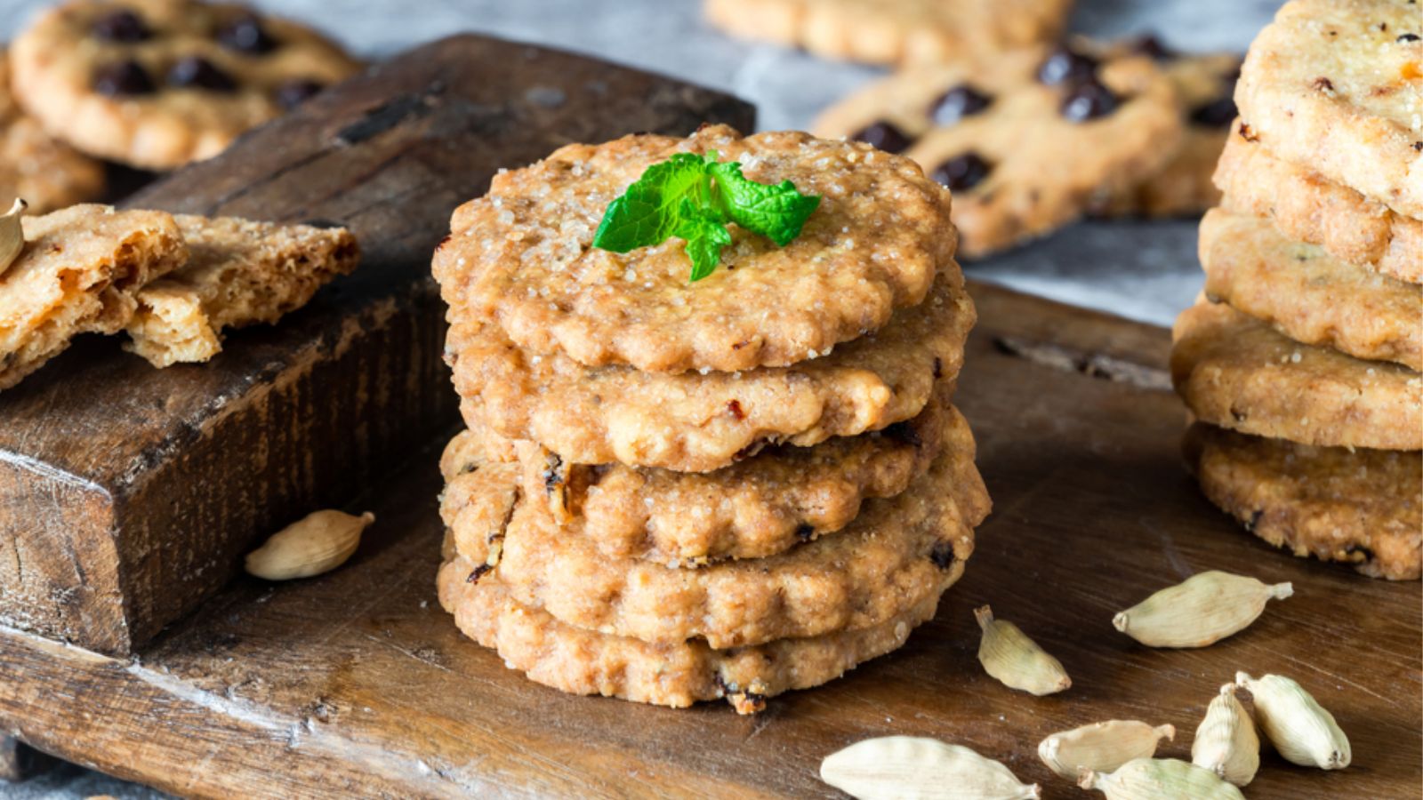Stack of cardamom cookies.