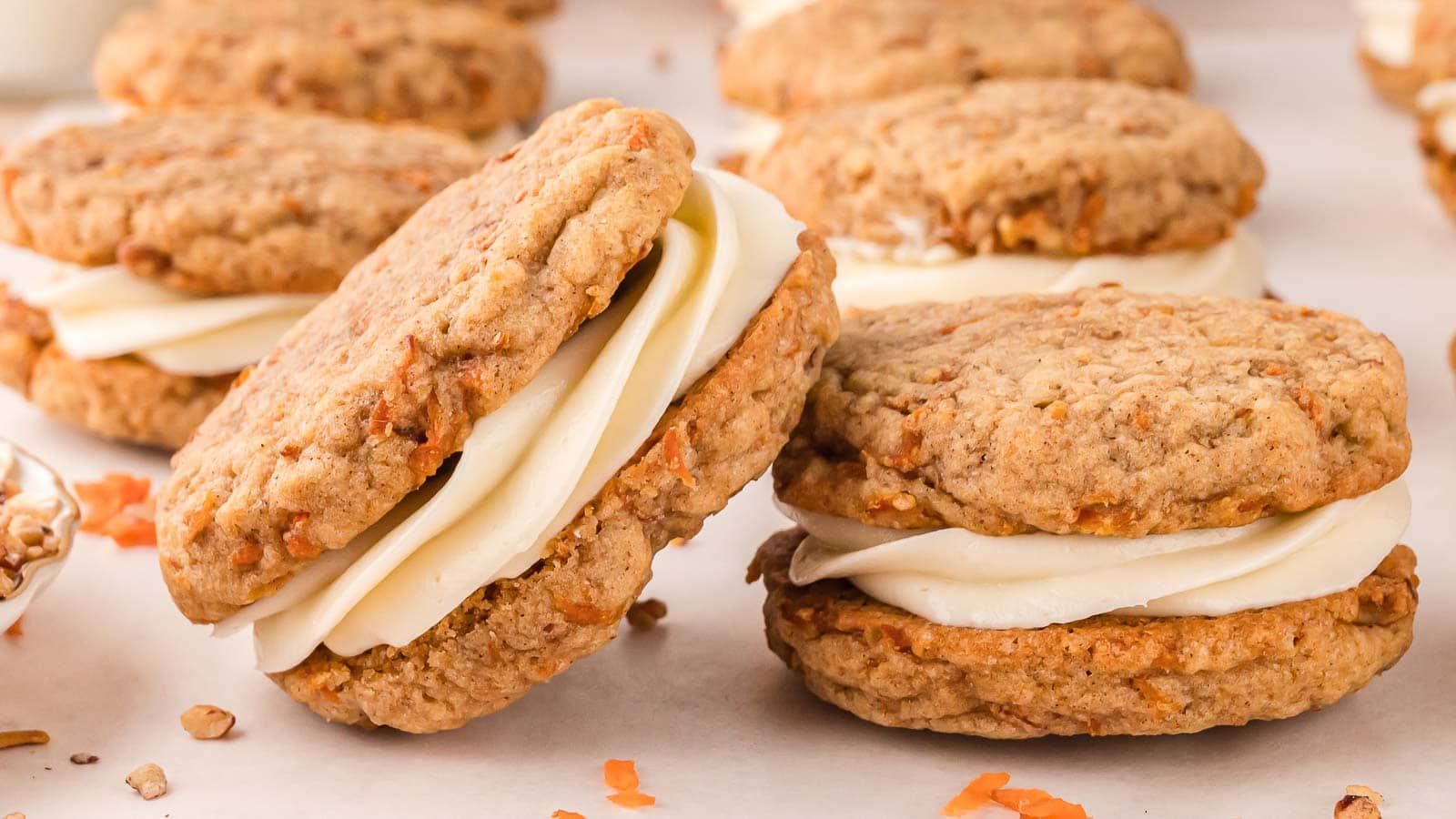 Carrot cake cookies close up.