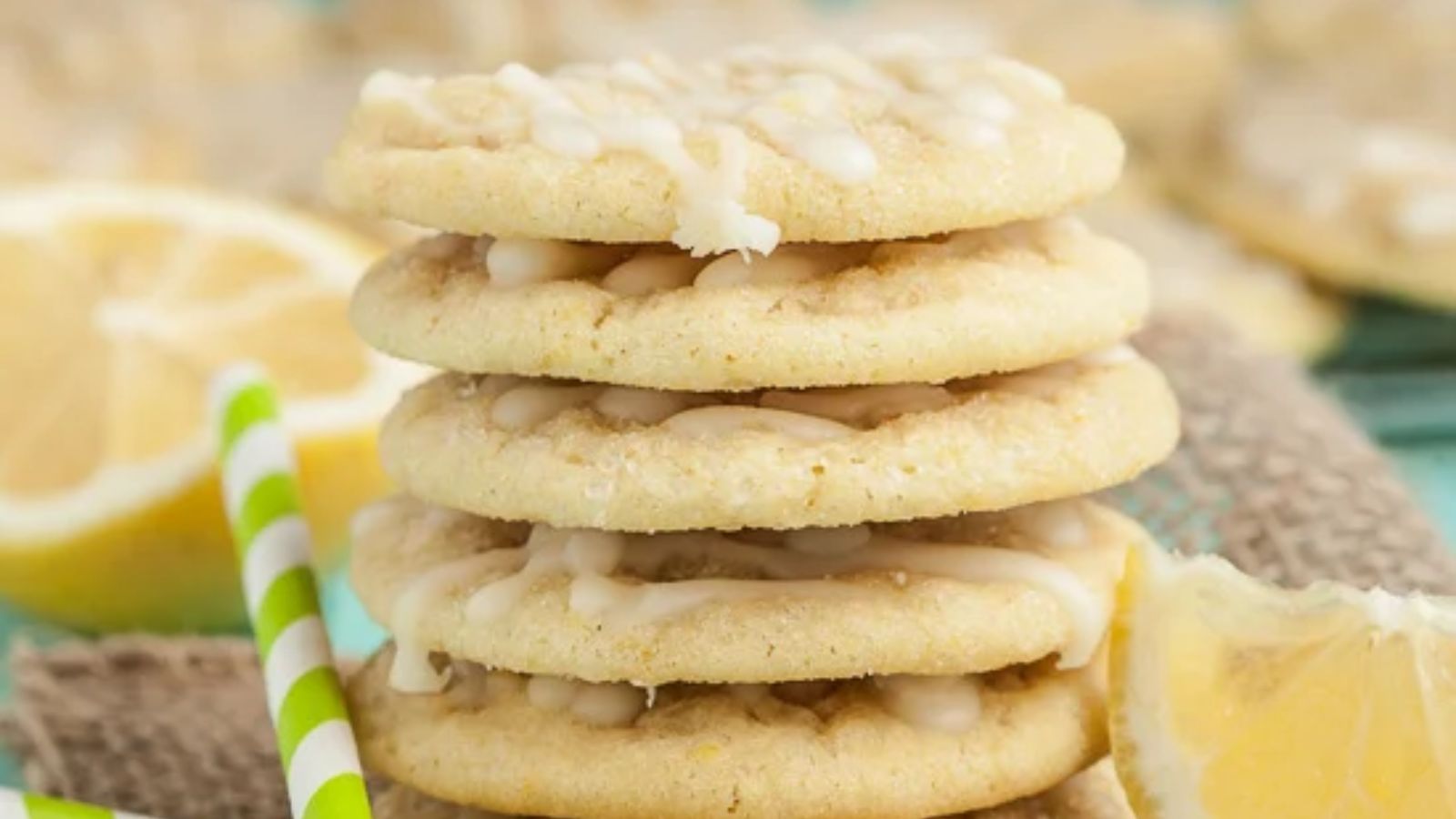 Stack of lemon cookies.