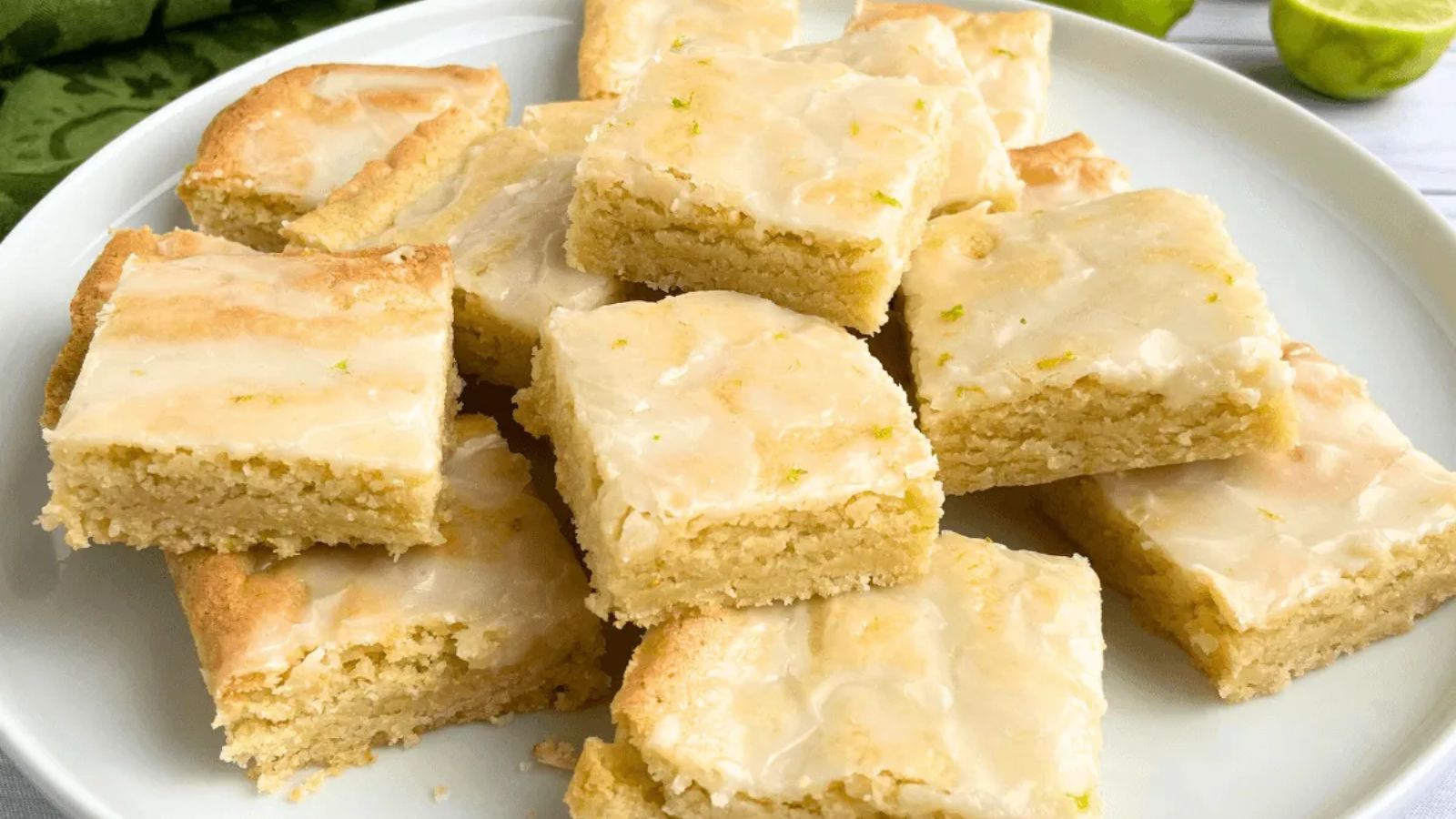 Coconut lime bars on a plate.