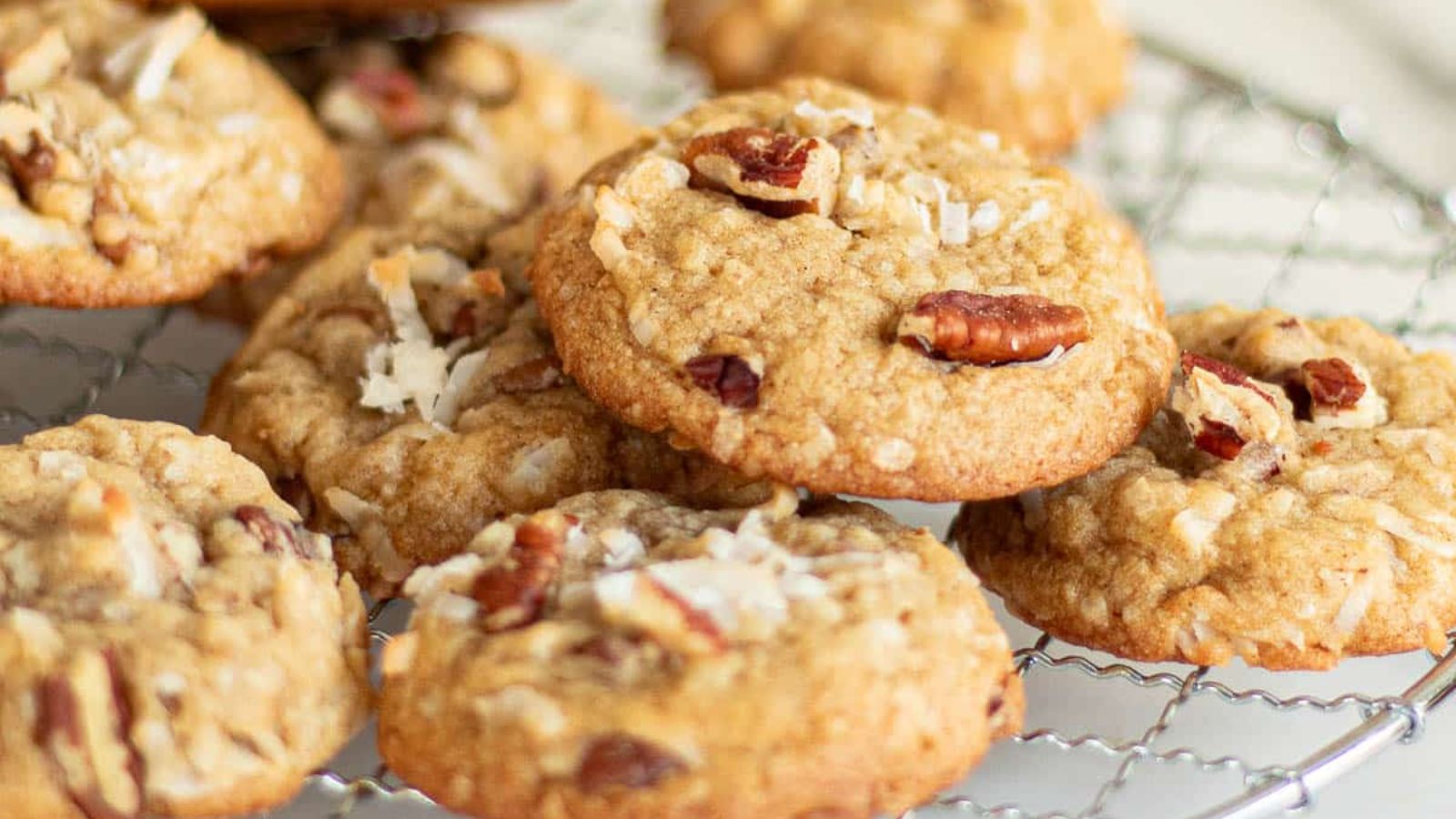 Coconut cookies with pecans.