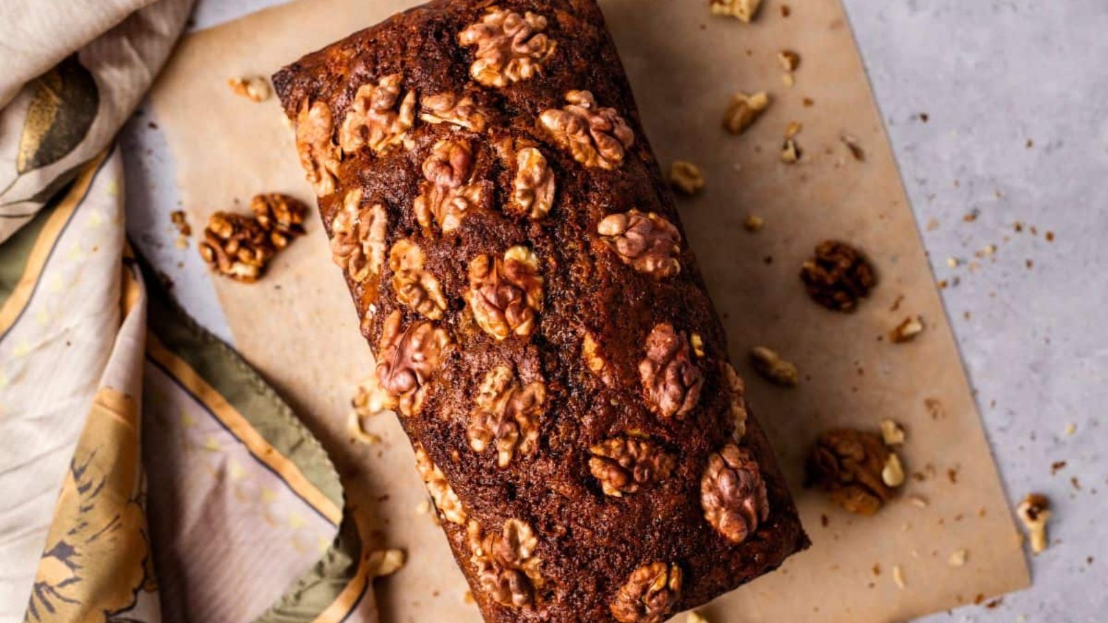Coffee loaf cake with walnuts.