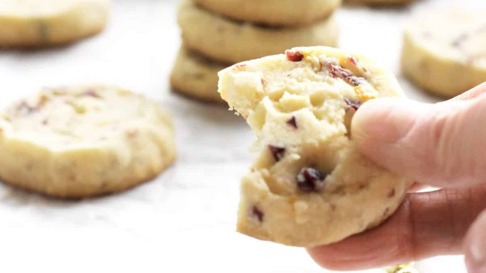 Shortbread cookies with cranberries.
