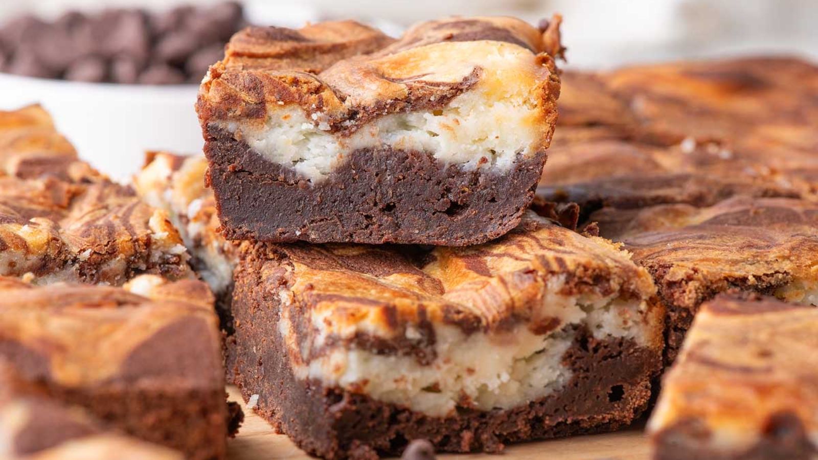 Brownies with cream cheese.