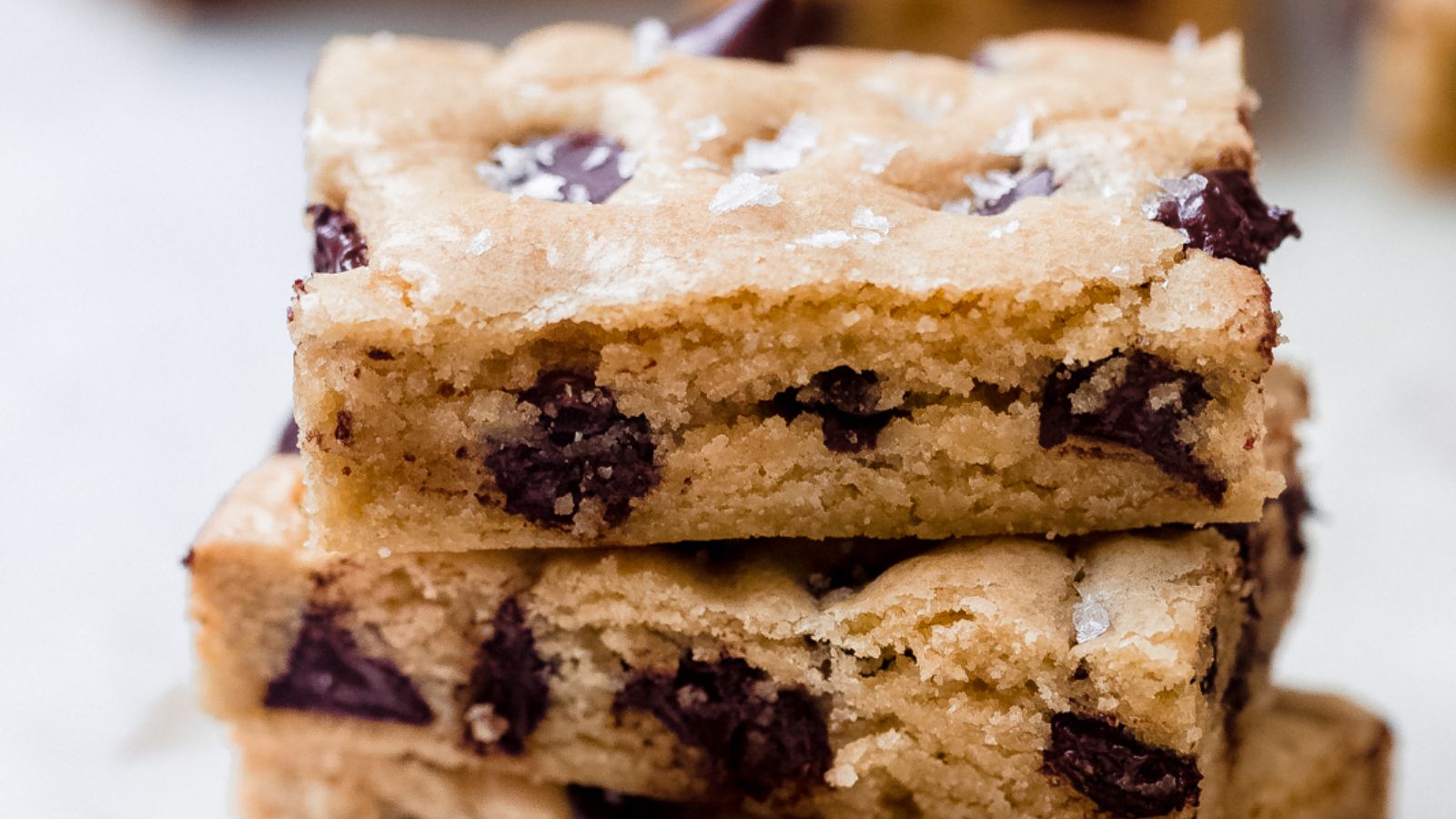 Stack of chocolate cookie bars.