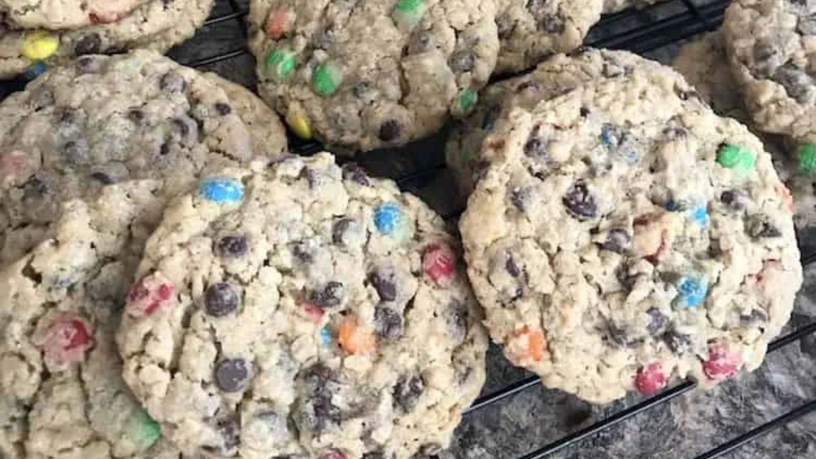Monster cookies close up shot.