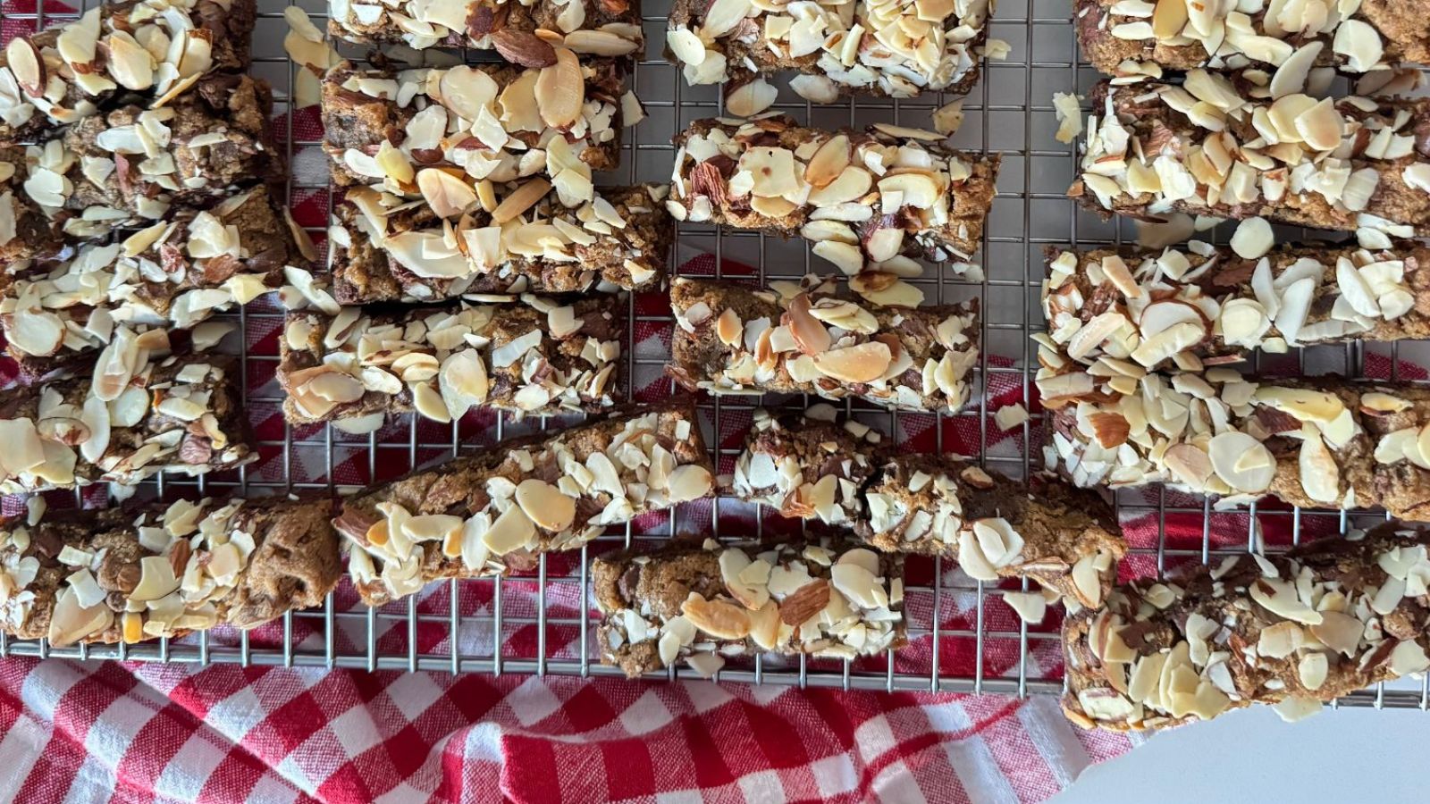 Chocolate chip cookies with almonds.
