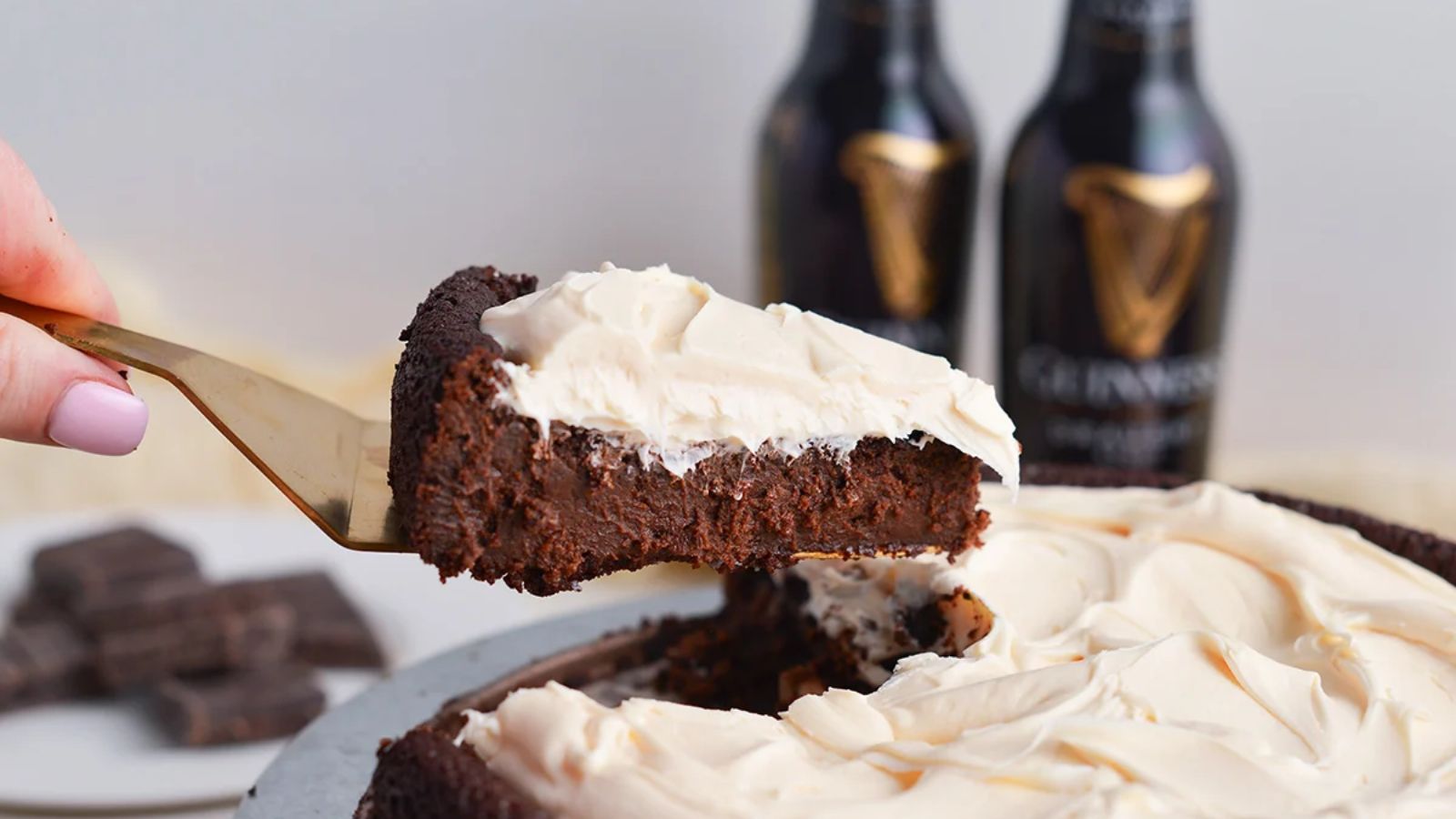 A slice of chocolate cake.
