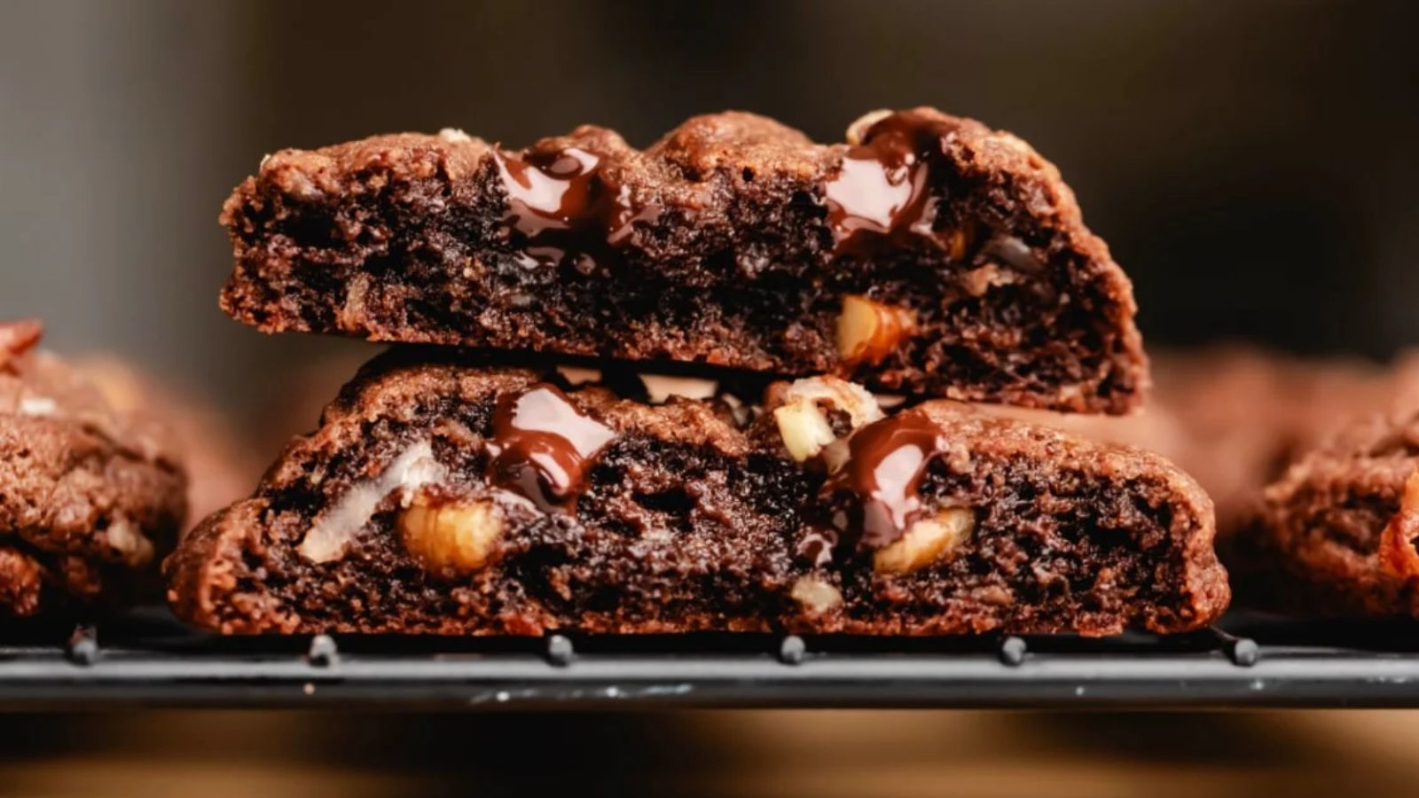 Sliced chocolate cookies.