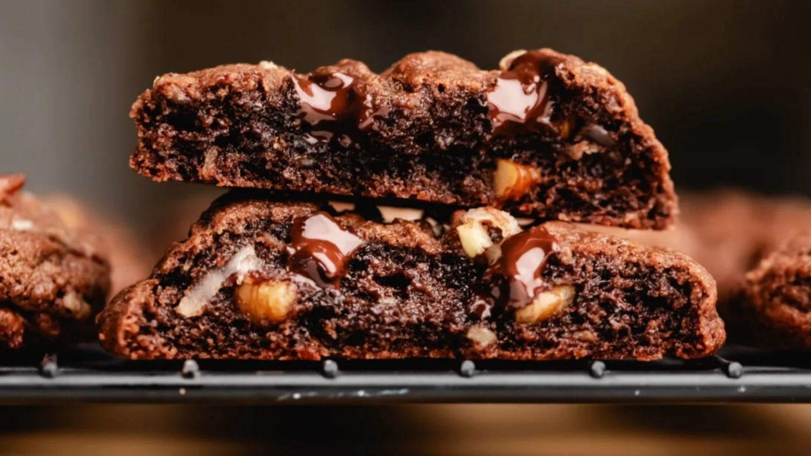 Sliced chocolate cookies.