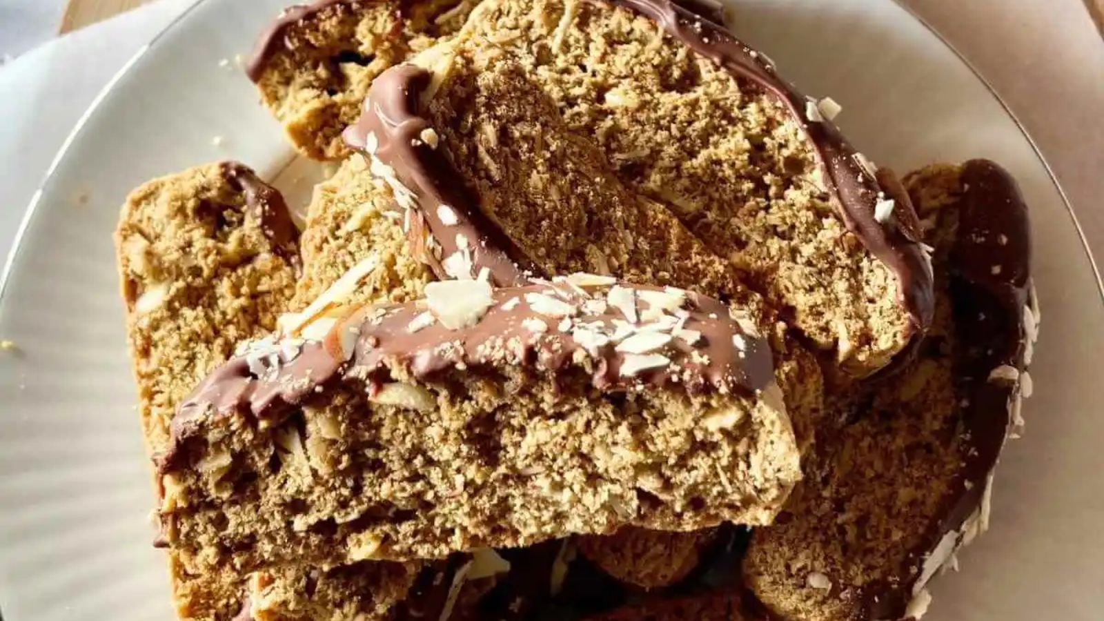 Chocolate biscotti with almonds.