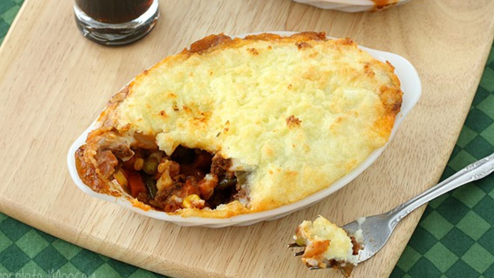 Shepherd's pie on a plate.