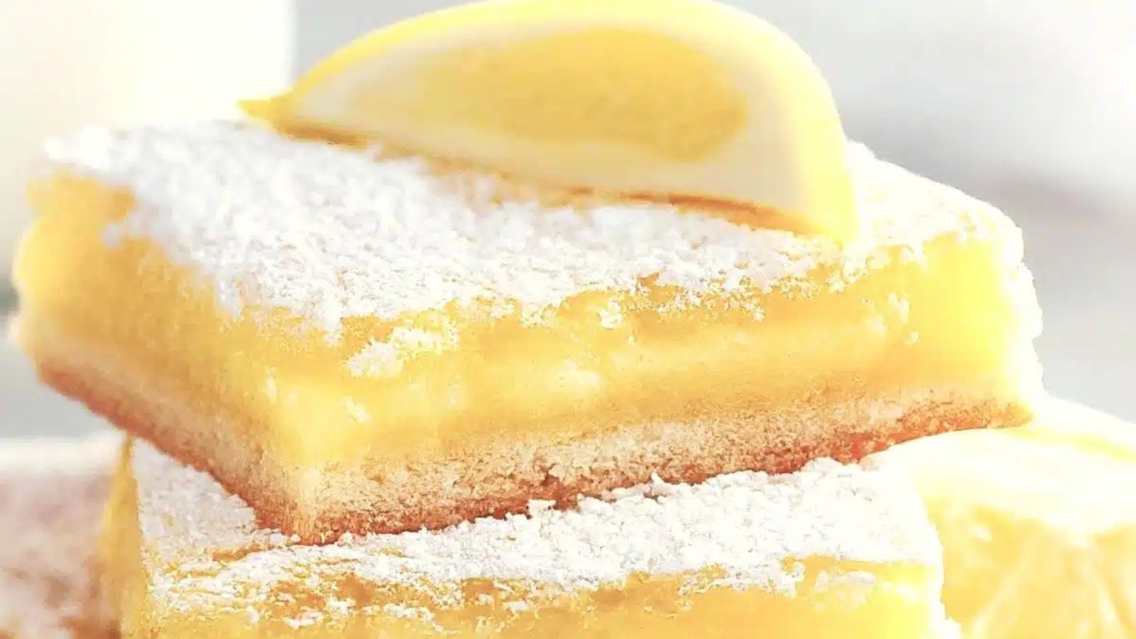 Slices of lemon square bars.