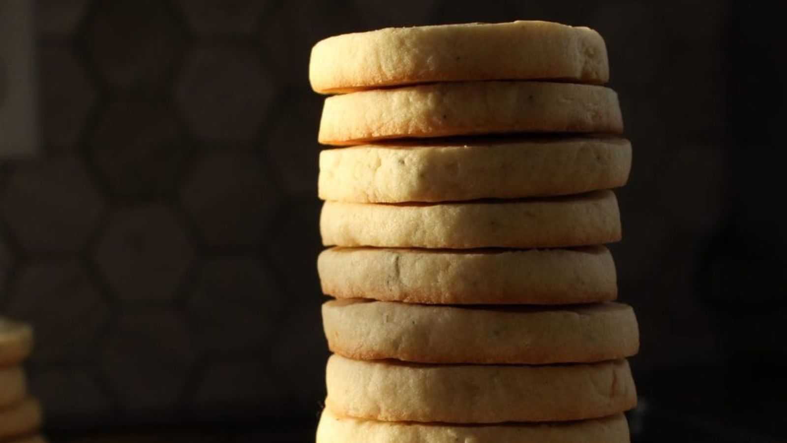 Stack of lemon shortbread.