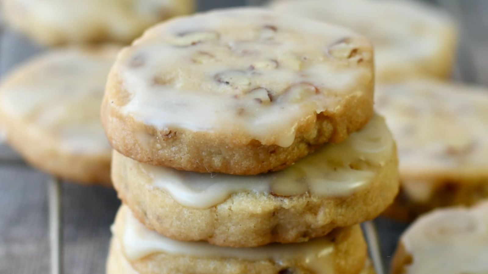Stack of pecan cookies.