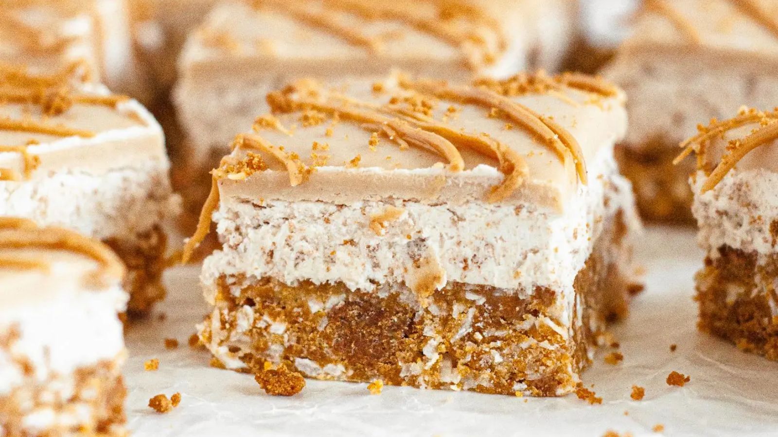 Cookie butter bars close up.
