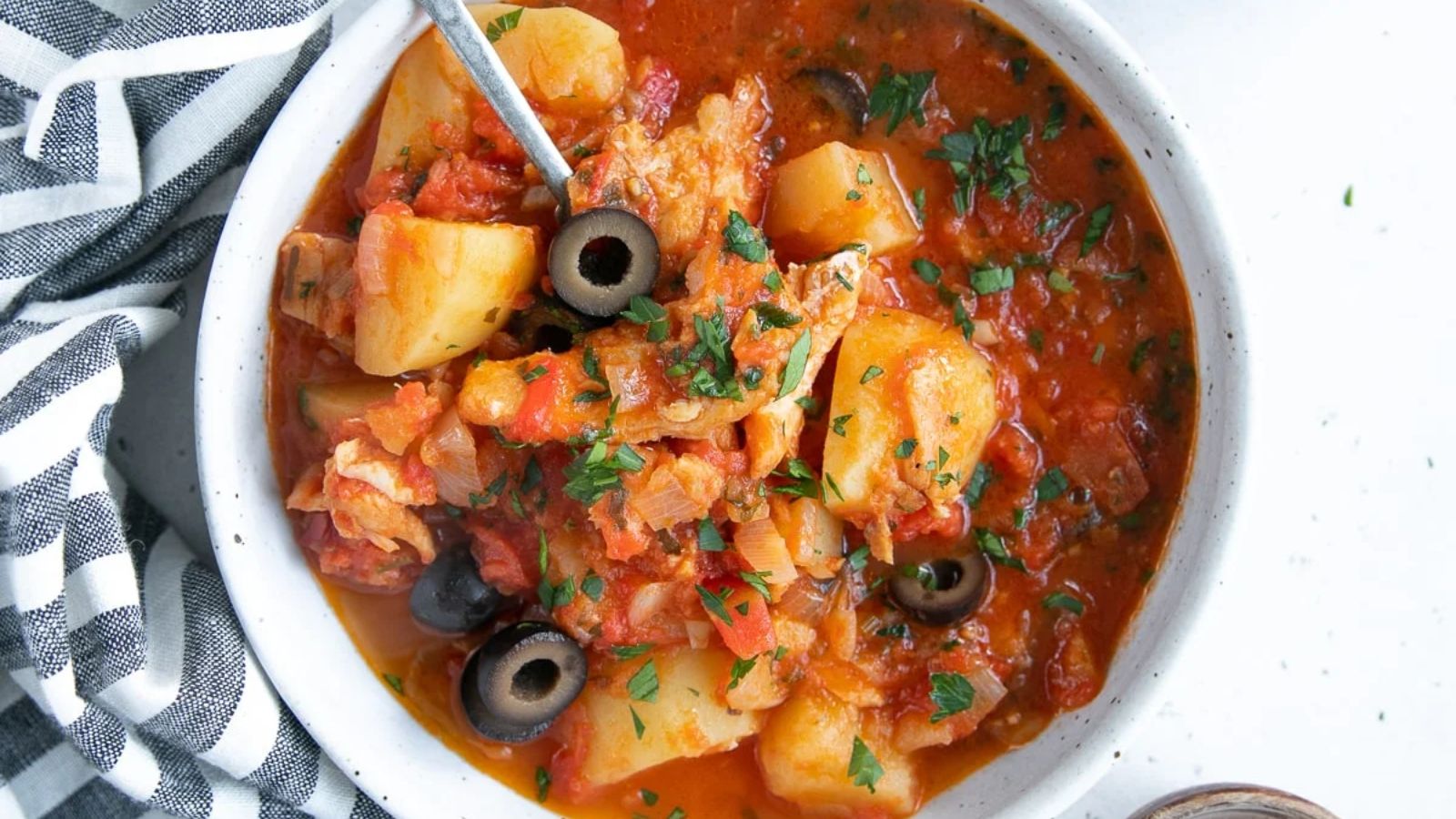 Cod stew in a bowl.