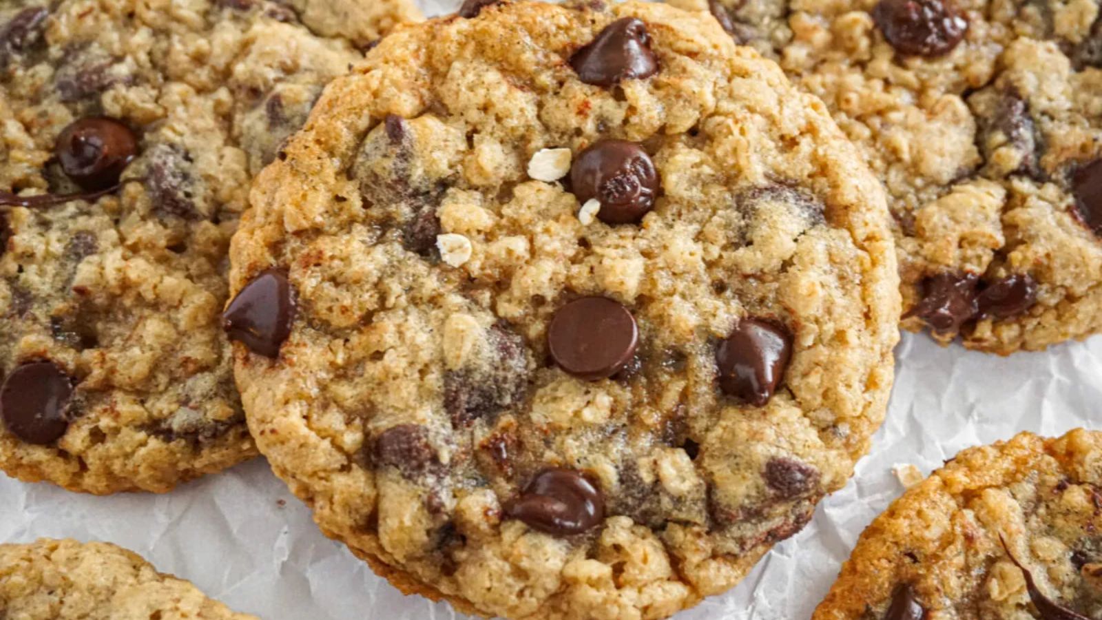 Cookies with chocolate chips and oatmeal.