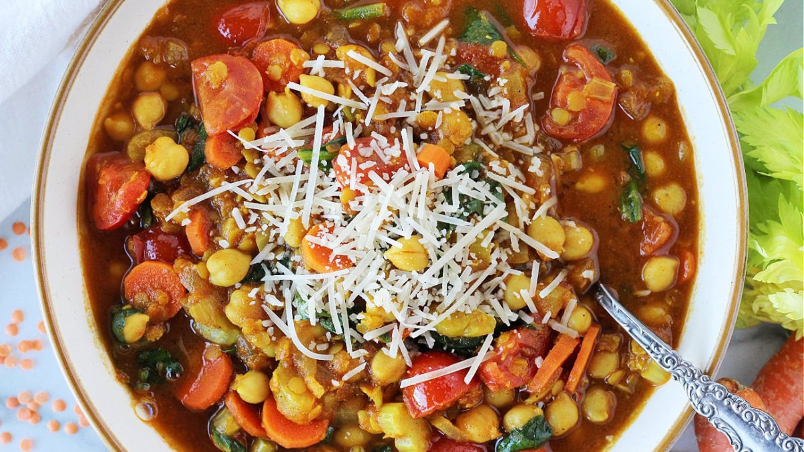 Chickpea stew in a bowl.