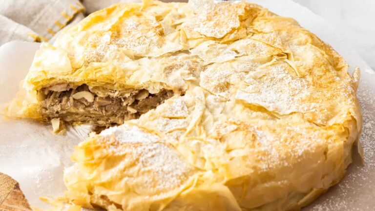 Close up of chicken pie.