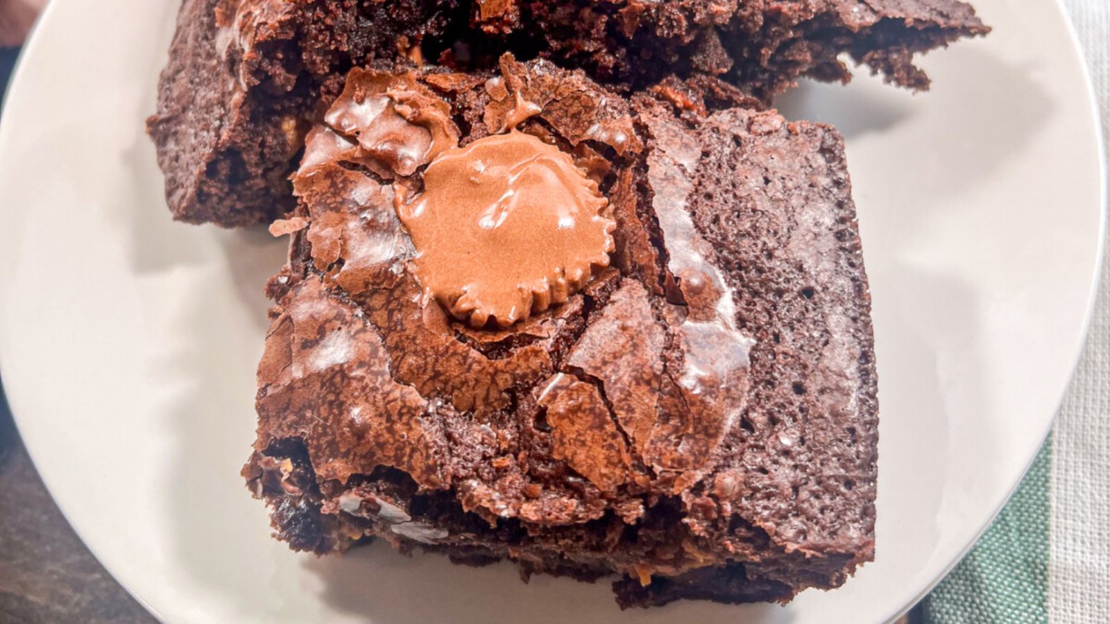 Peanut butter brownies on a plate.