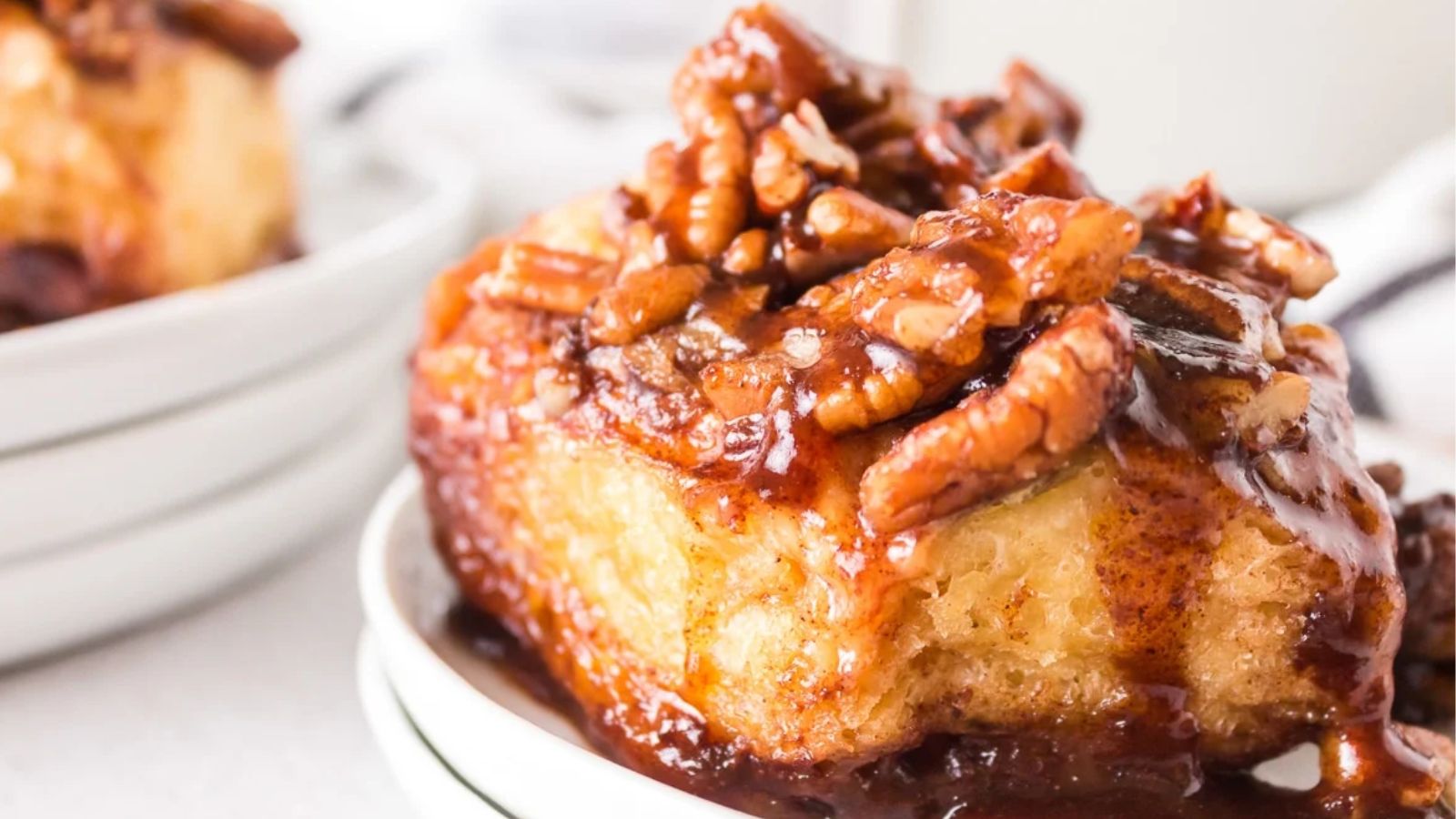 Sticky buns with syrup.