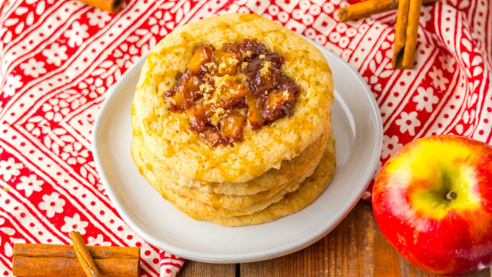 Stack of apple spice cookies.