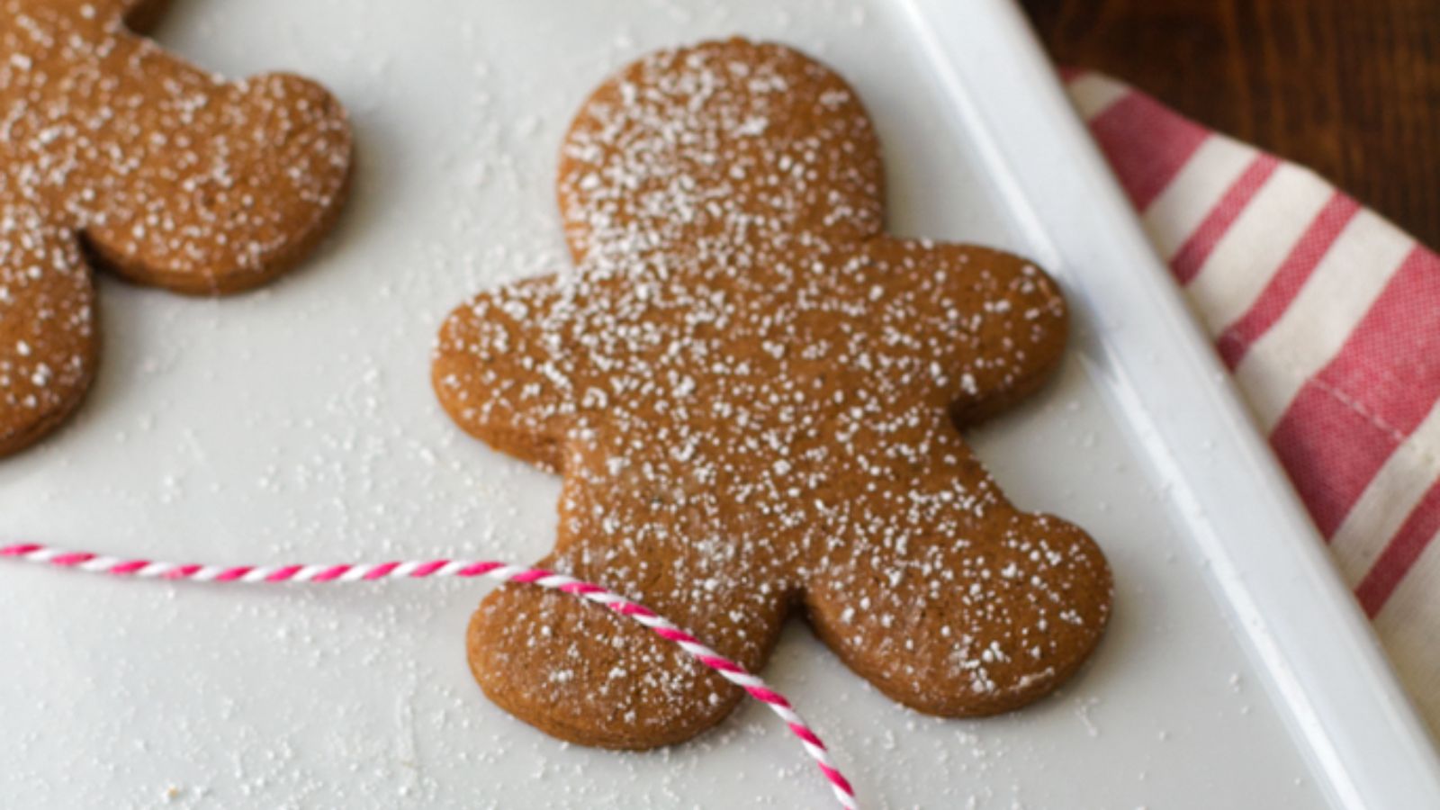 Gingerbread cookie on a plate.