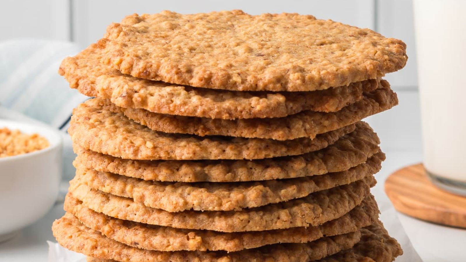 Stack of thin cookies.