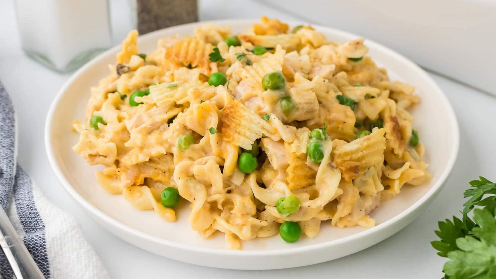 Tuna casserole on a plate.