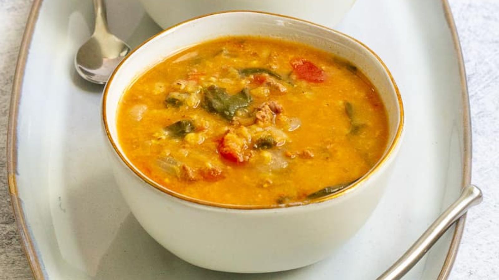 Lentil stew in a bowl.