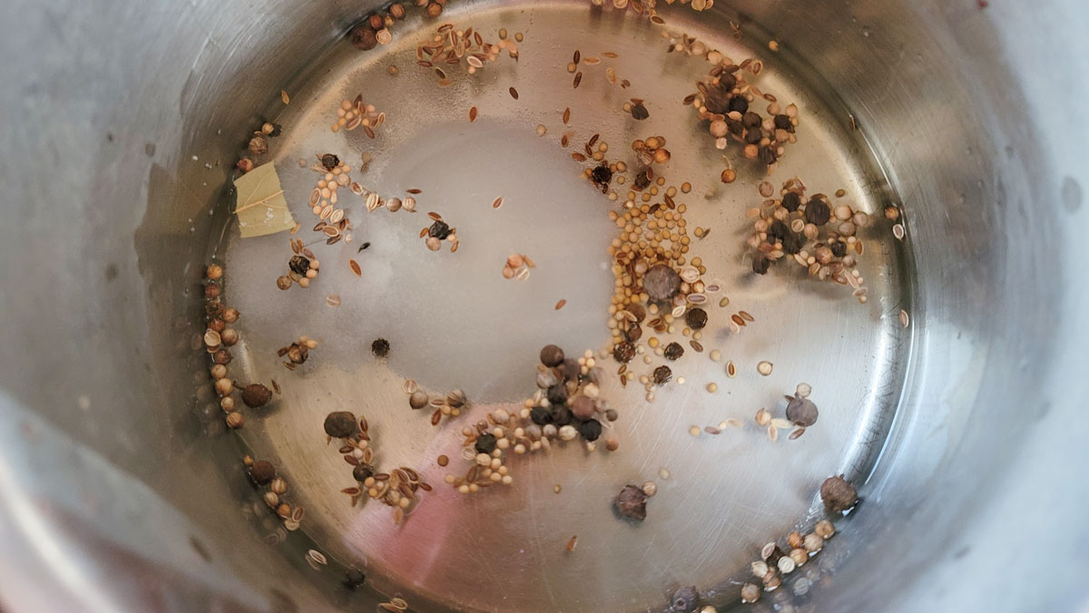 Pickling brine in a medium saucepan.