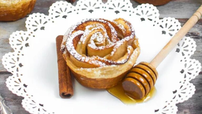 Apple roses on a plate.