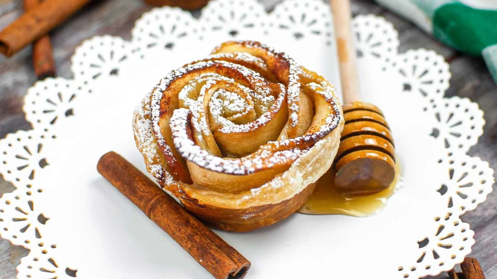 Apple roses on a plate.