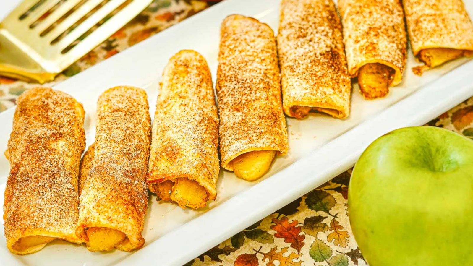 Apple taquitos on a plate.