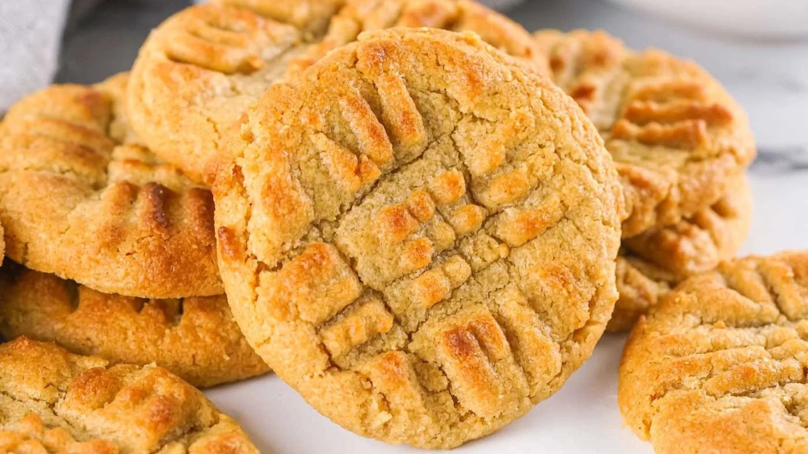 Peanut butter cookies close up shot.