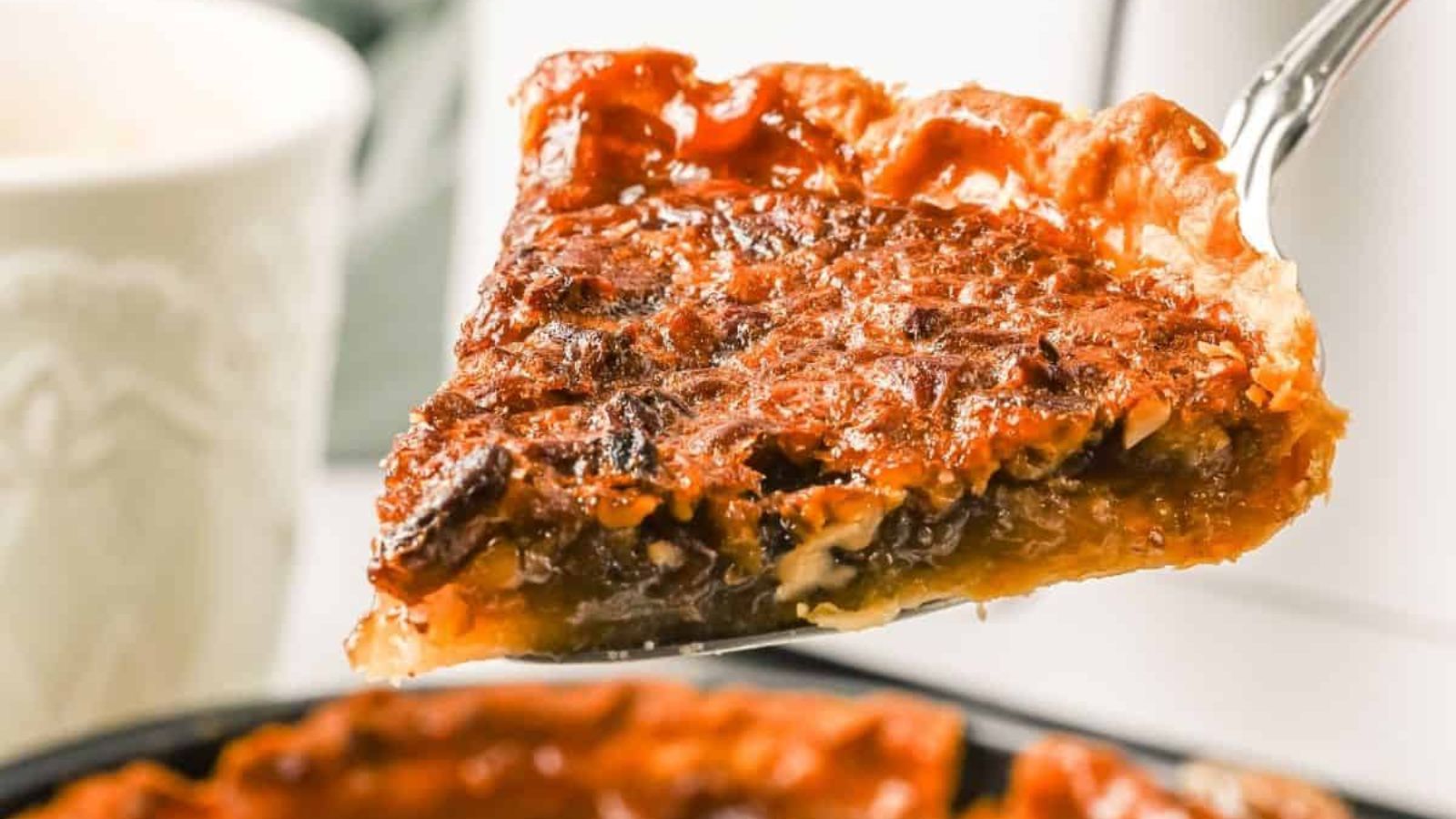 Slice of pecan pie.