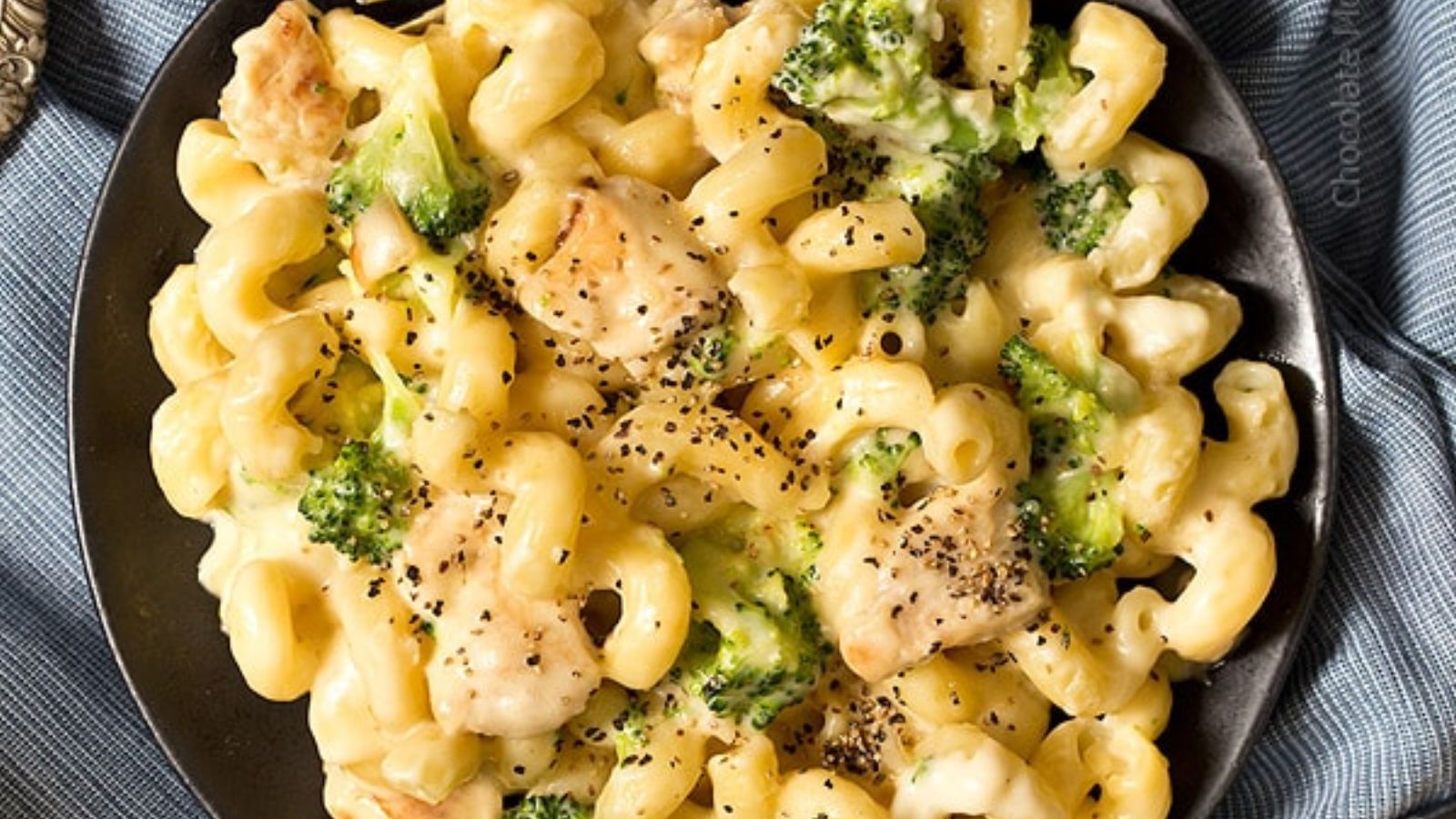 Mac and cheese on a plate.