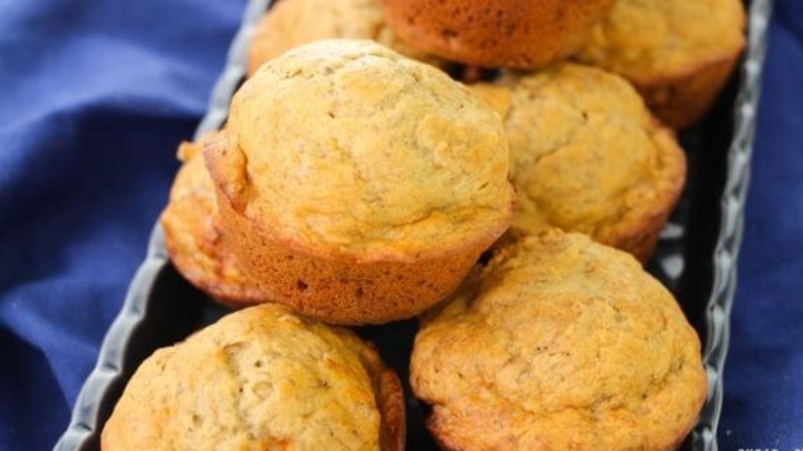 Close up shot of banana applesauce muffins.