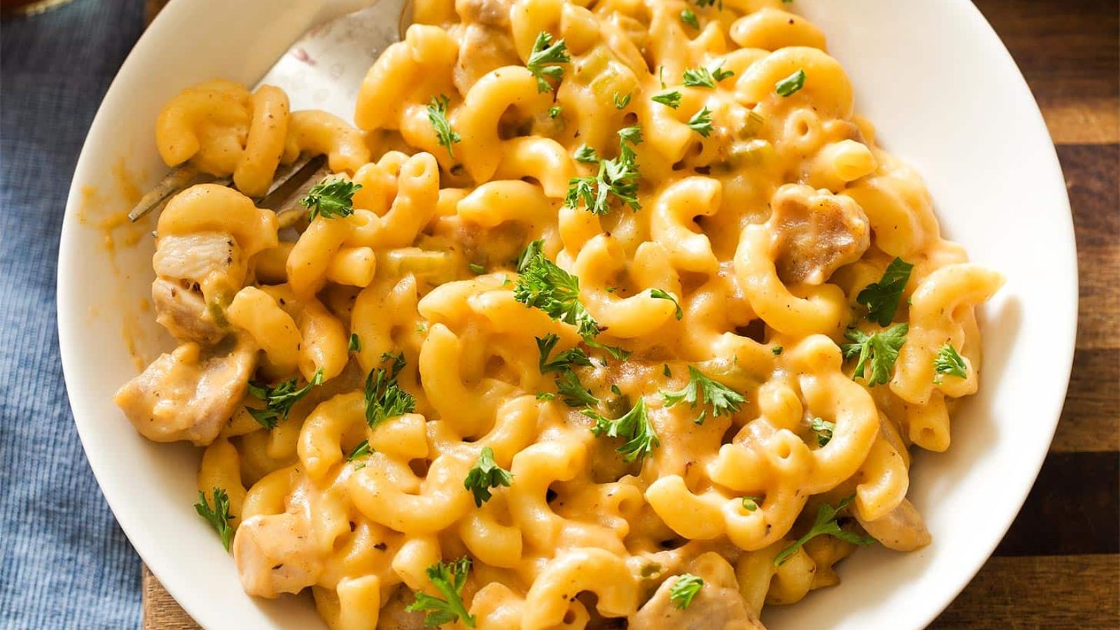 Mac and cheese in a bowl.