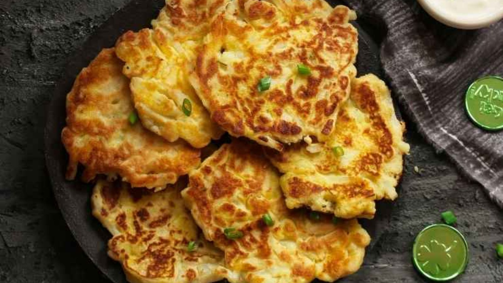 Cheese potato pancakes on a plate.