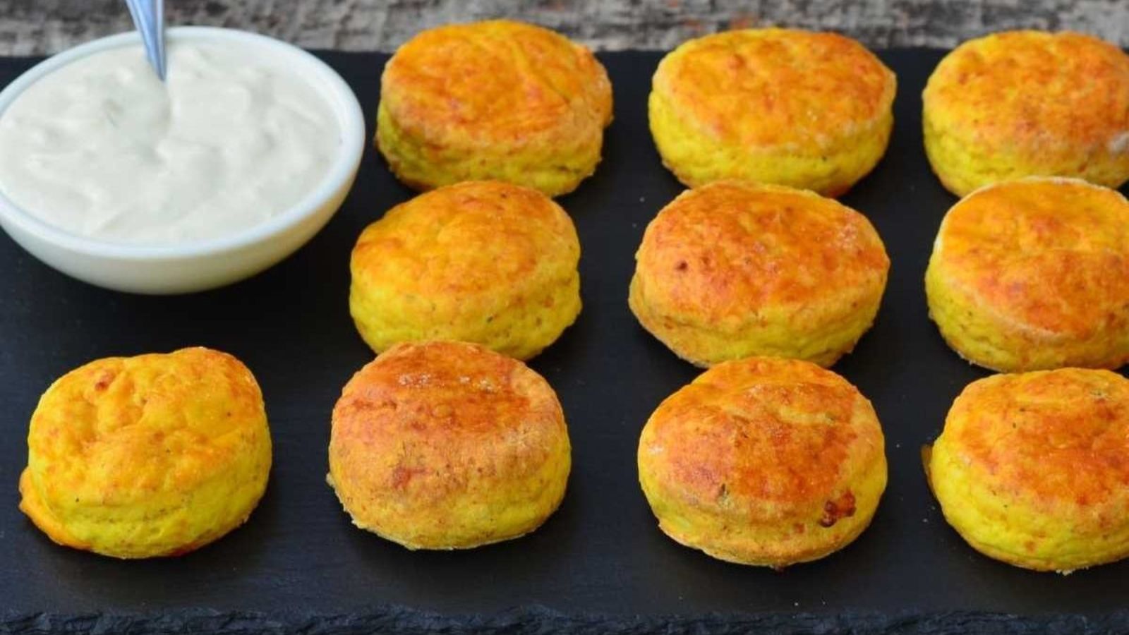 Turmeric scones with dip.