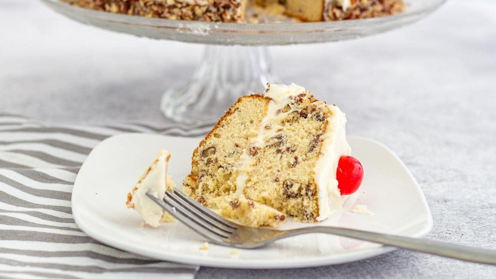 A slice of nut cake.
