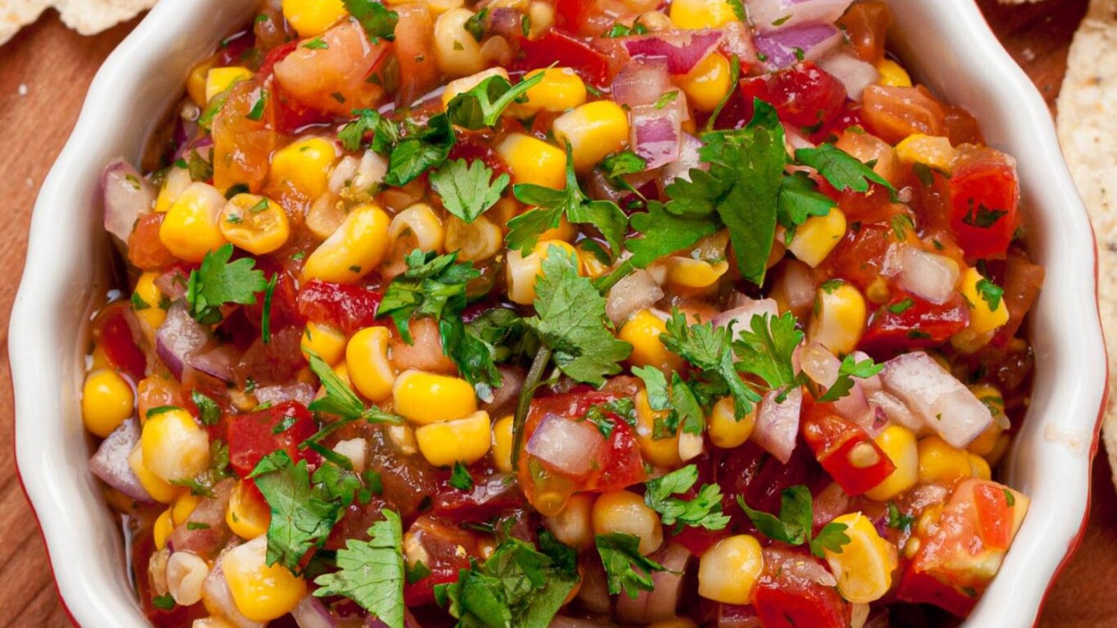 Corn salsa in a bowl.